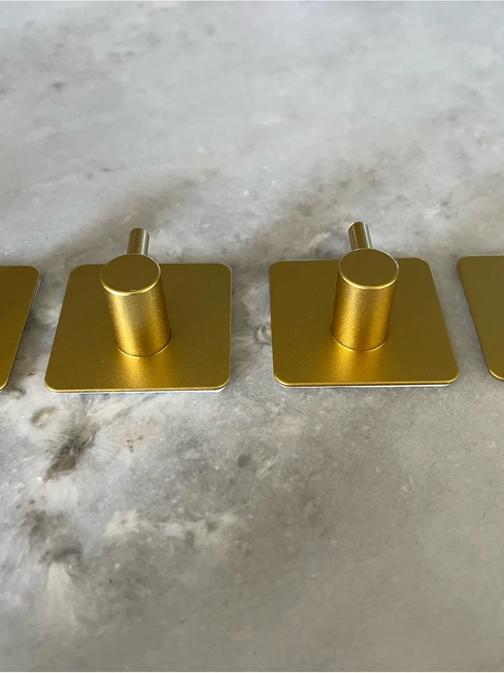 Modern Matte Gold Waterproof Adhesive Square Wall Hooks - Set of 4